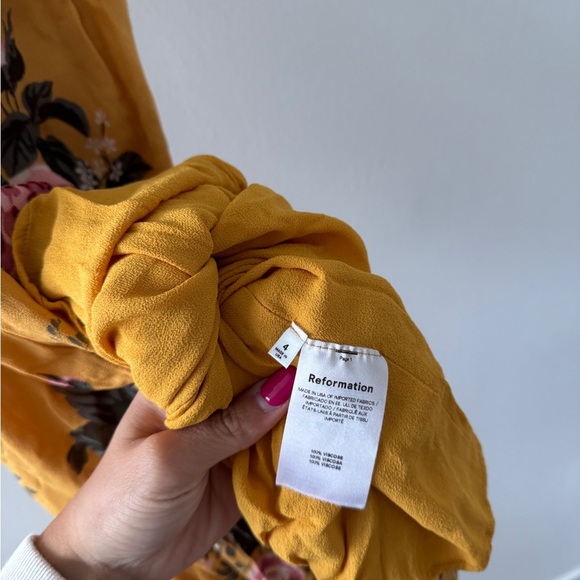 REFORMATION Enya Yellow Floral Midi Dress 4 - Picture 4 of 7